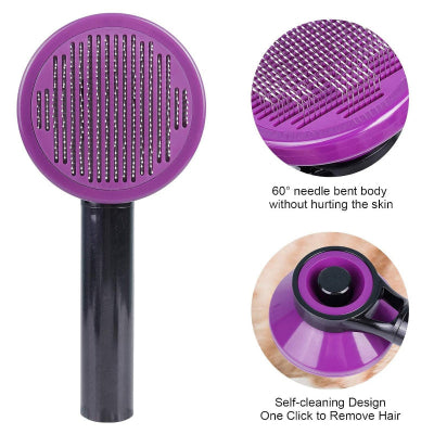 Self-Cleaning Slicker Brush for Dogs and Cats - Effective Grooming Tool for Removing Loose Undercoat, Mats, and Tangled Hair