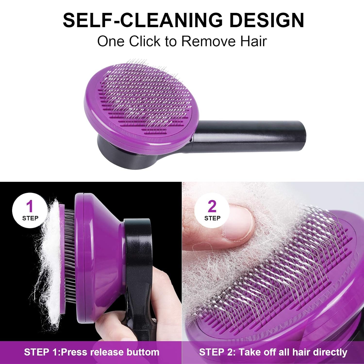 Self-Cleaning Slicker Brush for Dogs and Cats - Effective Grooming Tool for Removing Loose Undercoat, Mats, and Tangled Hair